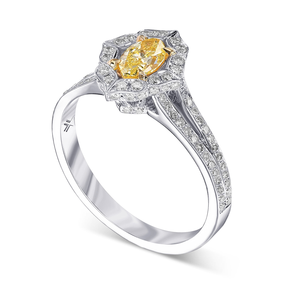 Fancy Yellow Marquise Halo Diamond Ring