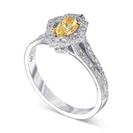 Fancy Yellow Marquise Halo Diamond Ring