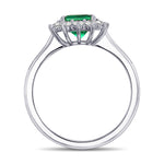 Emerald and Diamond Halo Ring