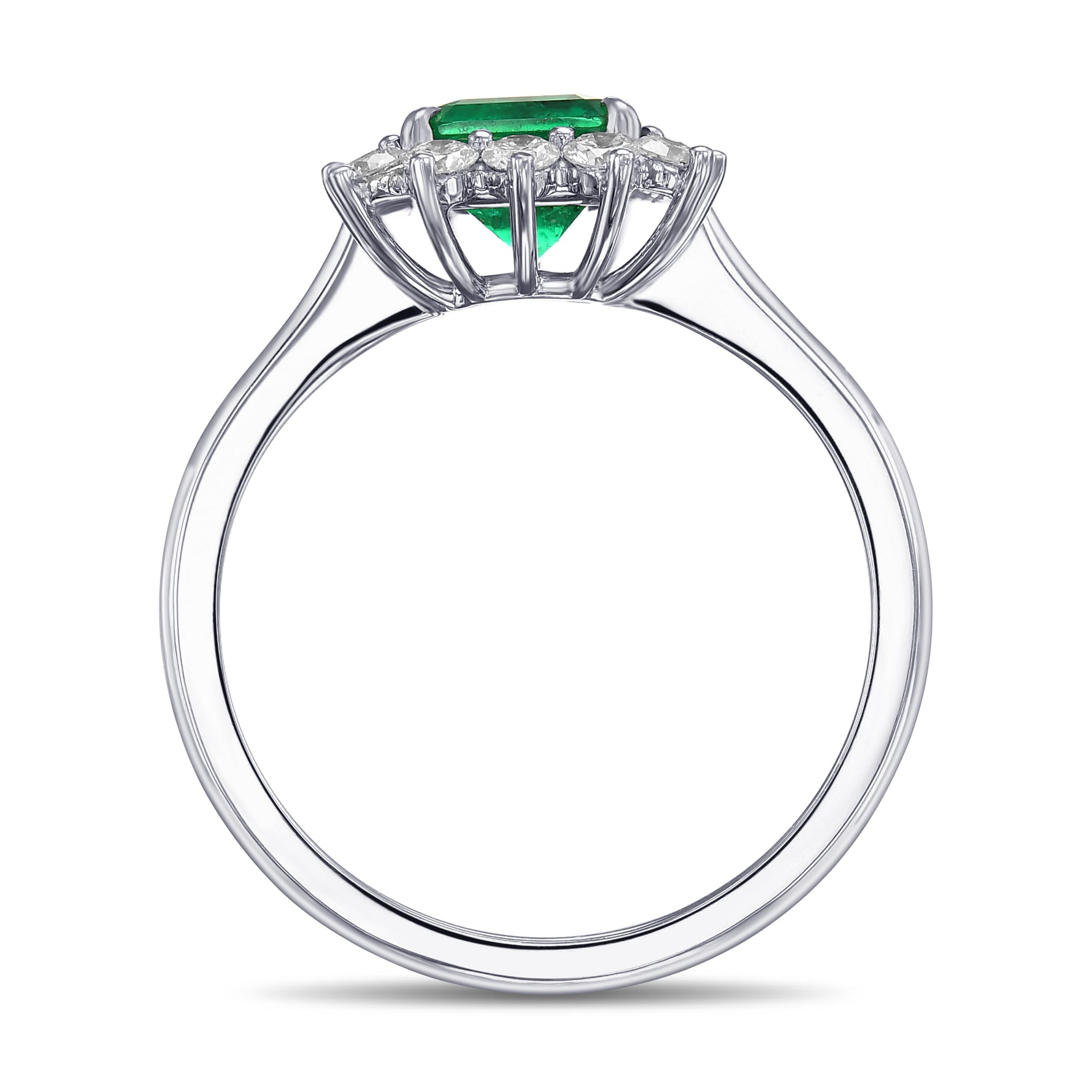 Emerald and Diamond Halo Ring