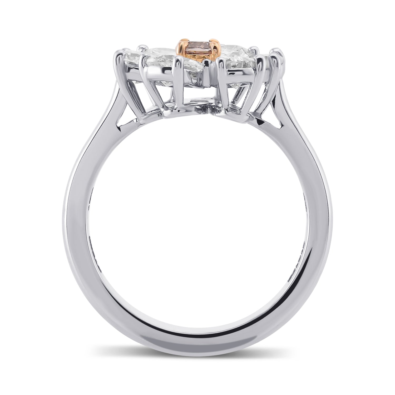 Fancy Brown Pink Cushion Extraordinary Pear Diamond Ring