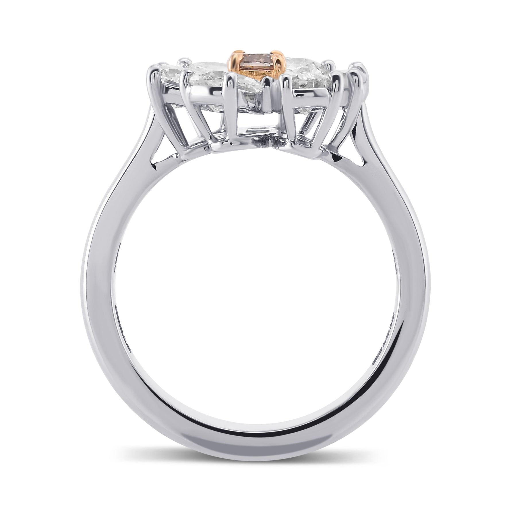 Fancy Brown Pink Cushion Extraordinary Pear Diamond Ring