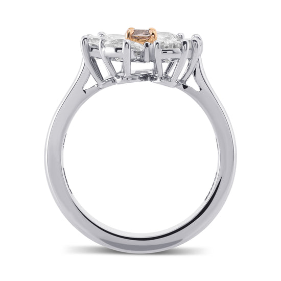 Fancy Brown Pink Cushion Extraordinary Pear Diamond Ring