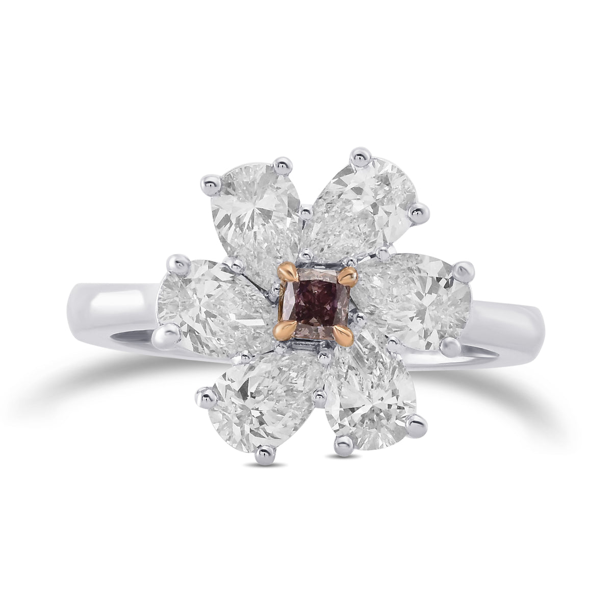 Fancy Brown Pink Cushion Extraordinary Pear Diamond Ring