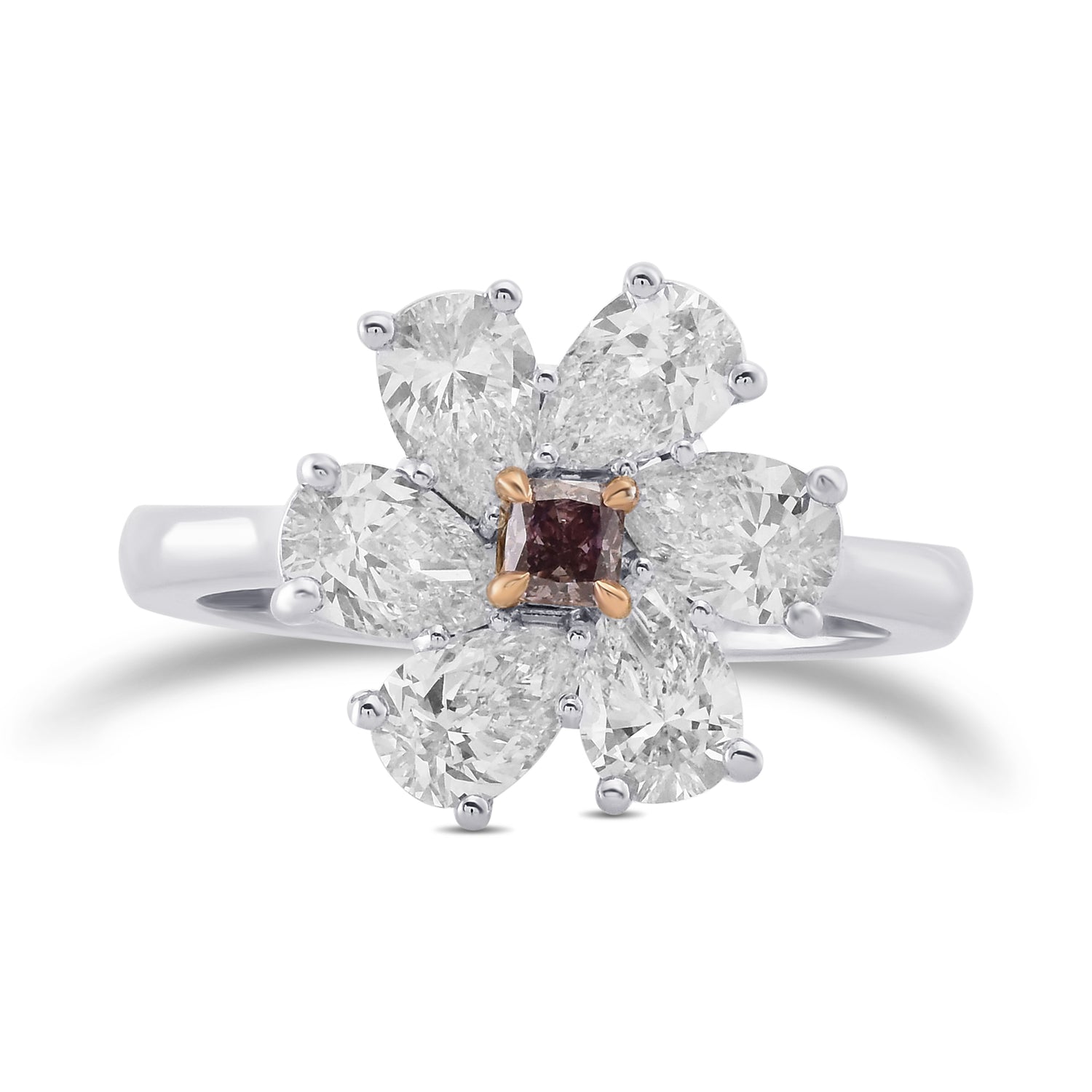Fancy Brown Pink Cushion Extraordinary Pear Diamond Ring