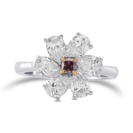 Fancy Brown Pink Cushion Extraordinary Pear Diamond Ring