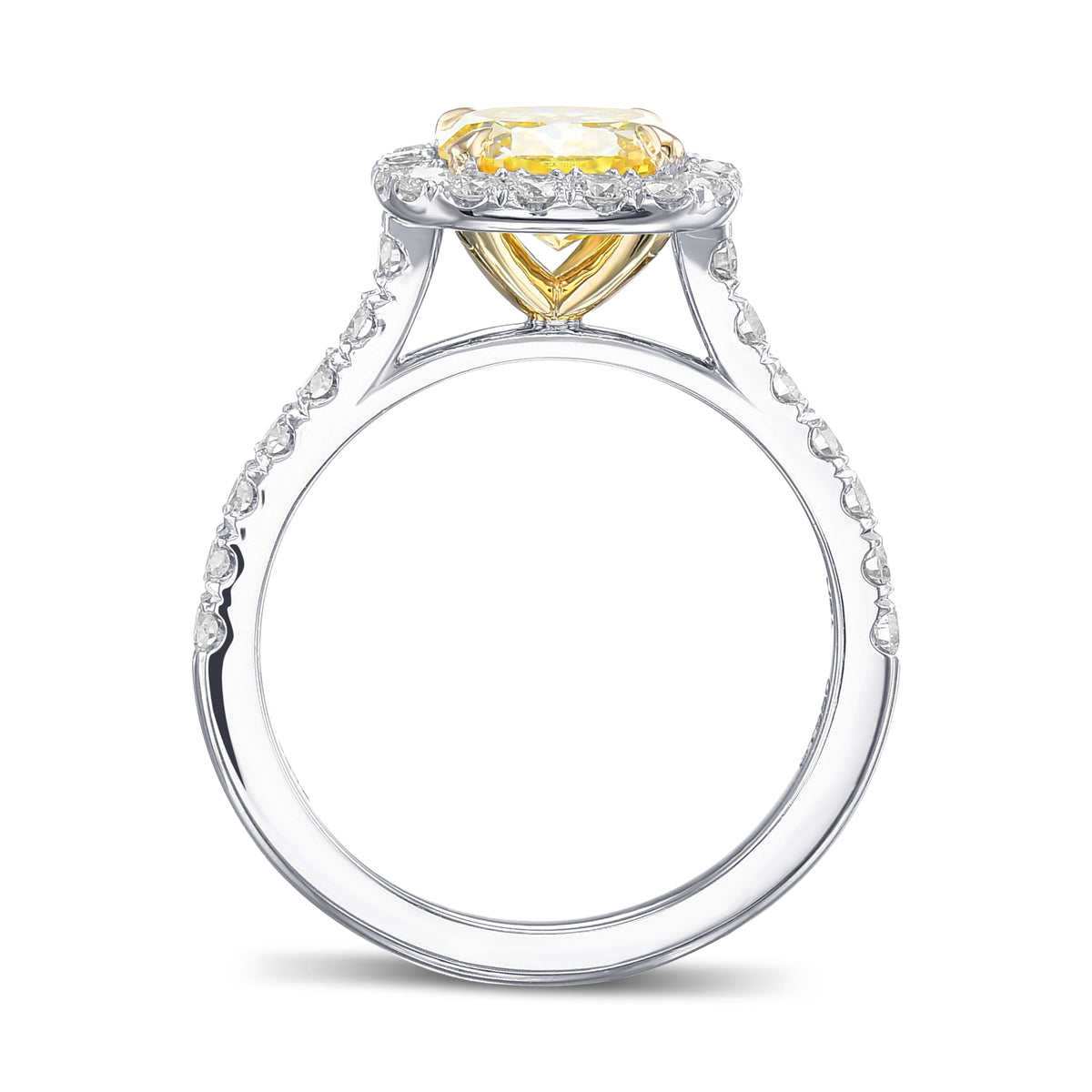 Fancy Intense Yellow Radiant Halo Diamond Ring