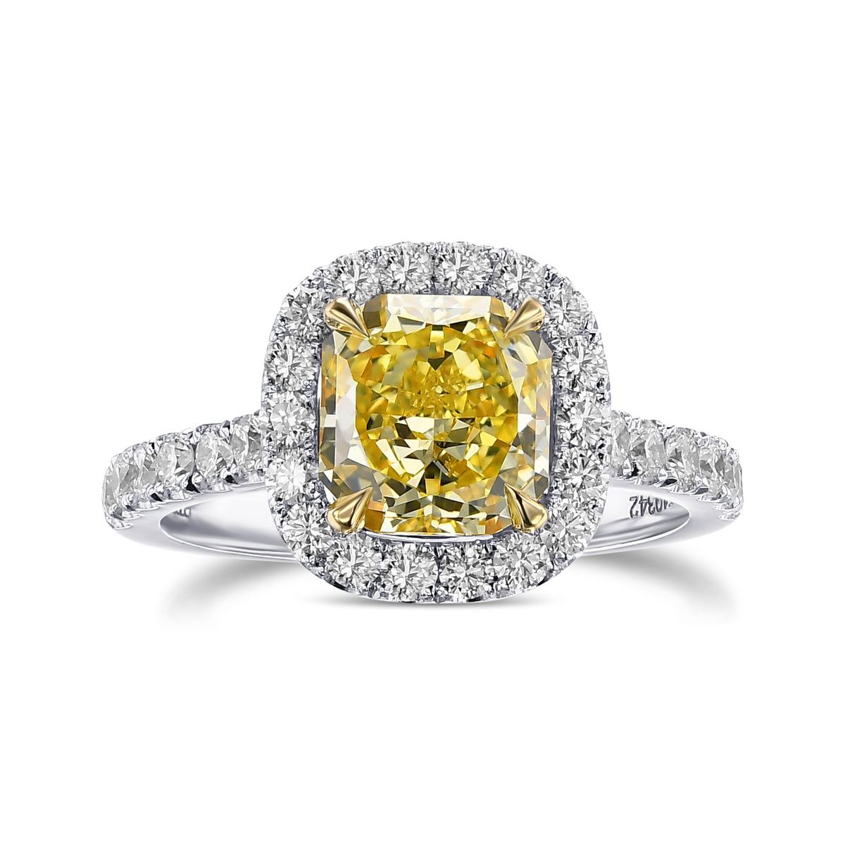Fancy Intense Yellow Radiant Halo Diamond Ring