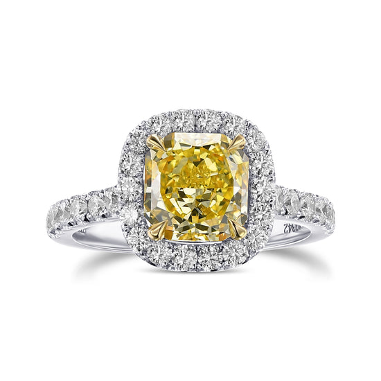 Fancy Intense Yellow Radiant Halo Diamond Ring