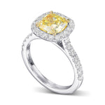 Fancy Intense Yellow Radiant Halo Diamond Ring