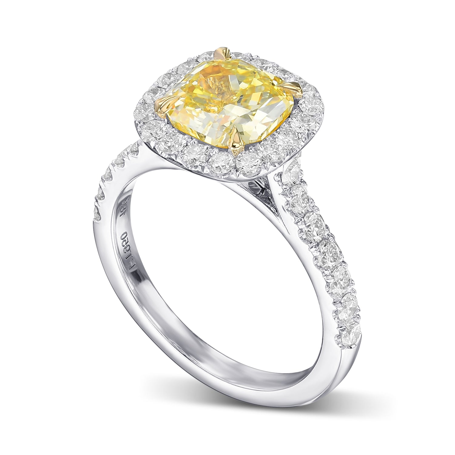 Fancy Intense Yellow Radiant Halo Diamond Ring