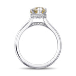 Fancy Deep Greenish Yellow Pear Hidden Halo Diamond Ring