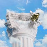 Fancy Deep Greenish Yellow Pear Hidden Halo Diamond Ring