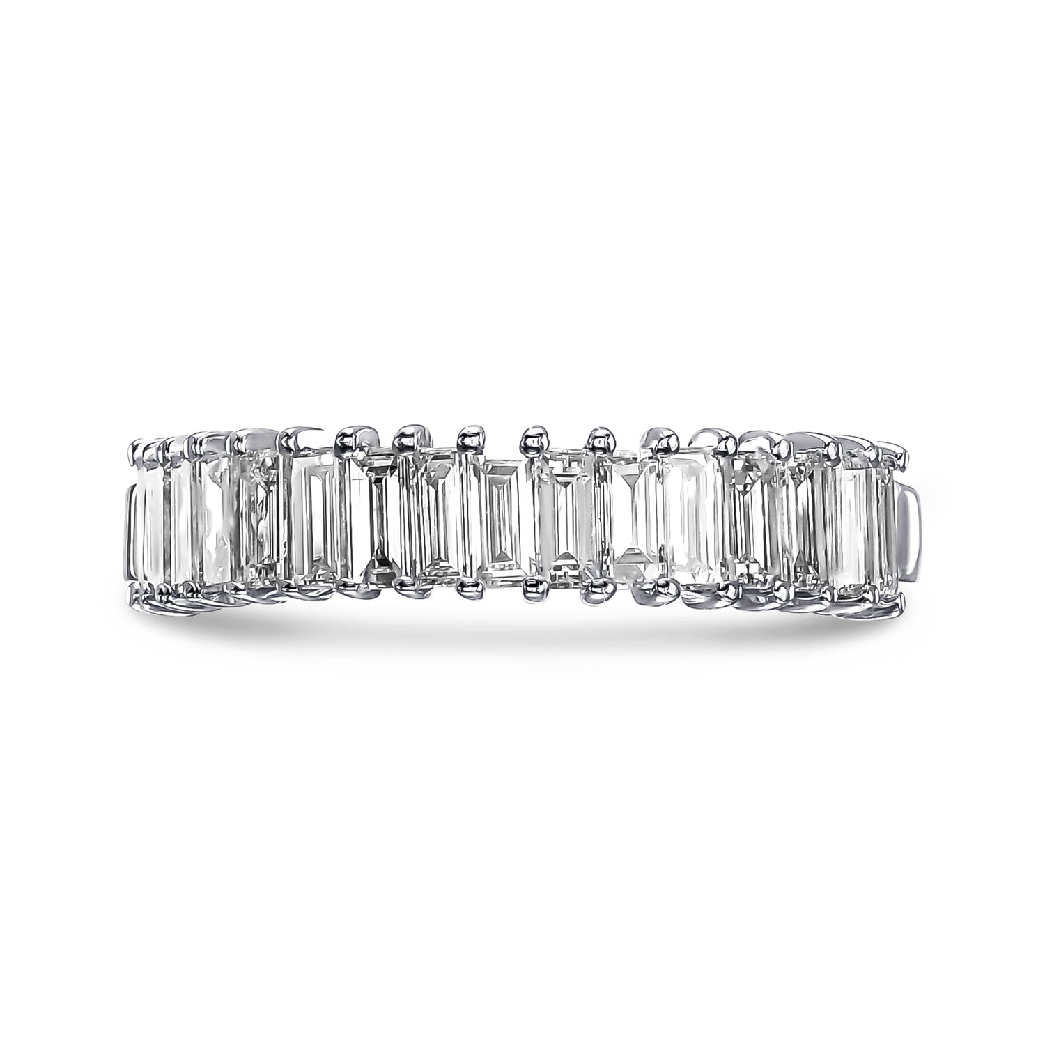 Colorless Baguette Half Eternity Diamond Band 