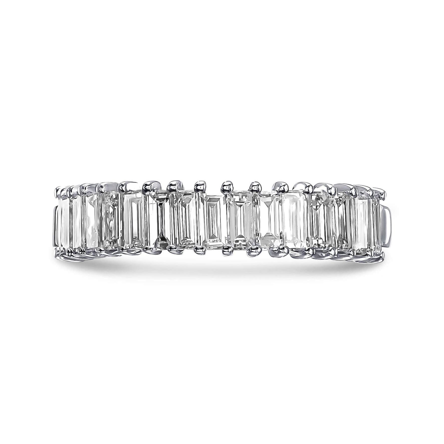 Colorless Baguette Half Eternity Diamond Band 