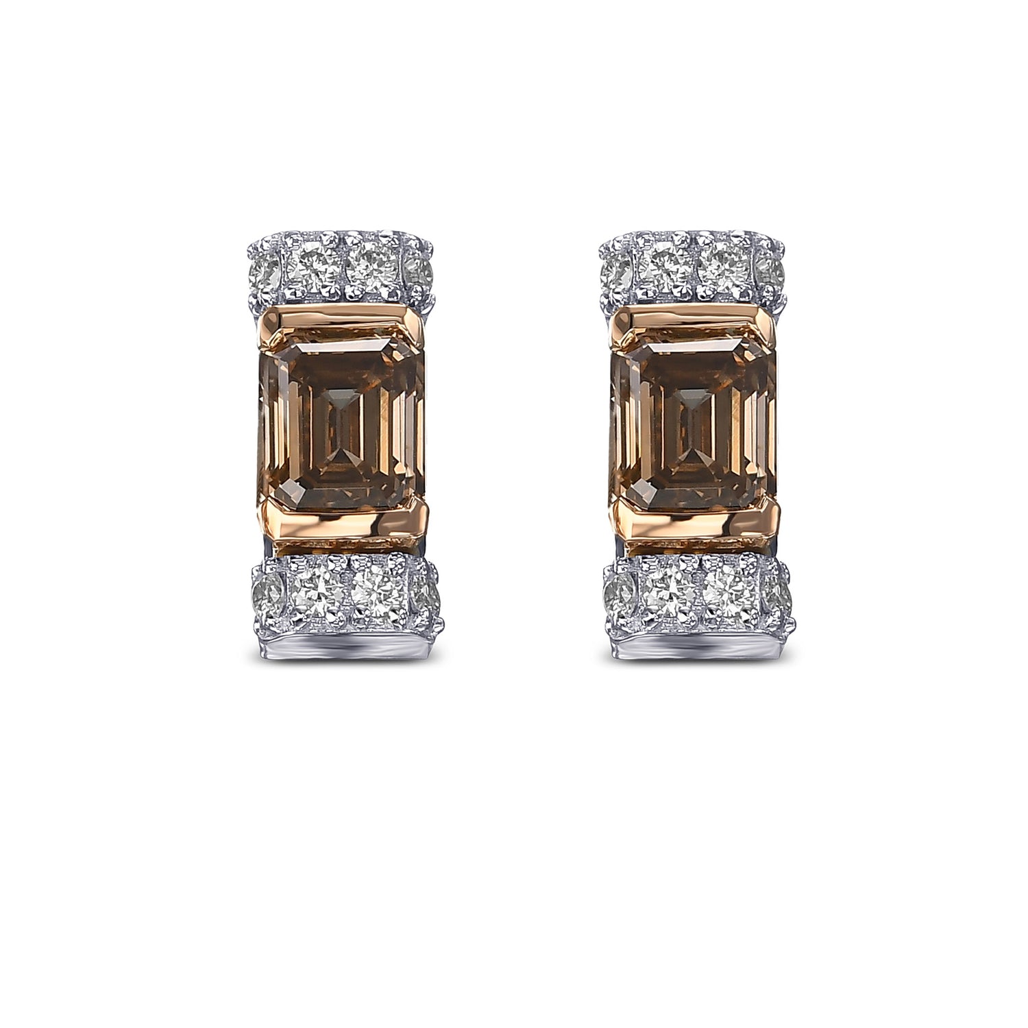 Fancy Brown Emerald Diamond Stud Earrings