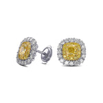 Fancy Intense Yellow Cushion Diamond Double Halo Earrings