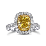 Fancy Deep Yellow Cushion Halo Diamond Ring