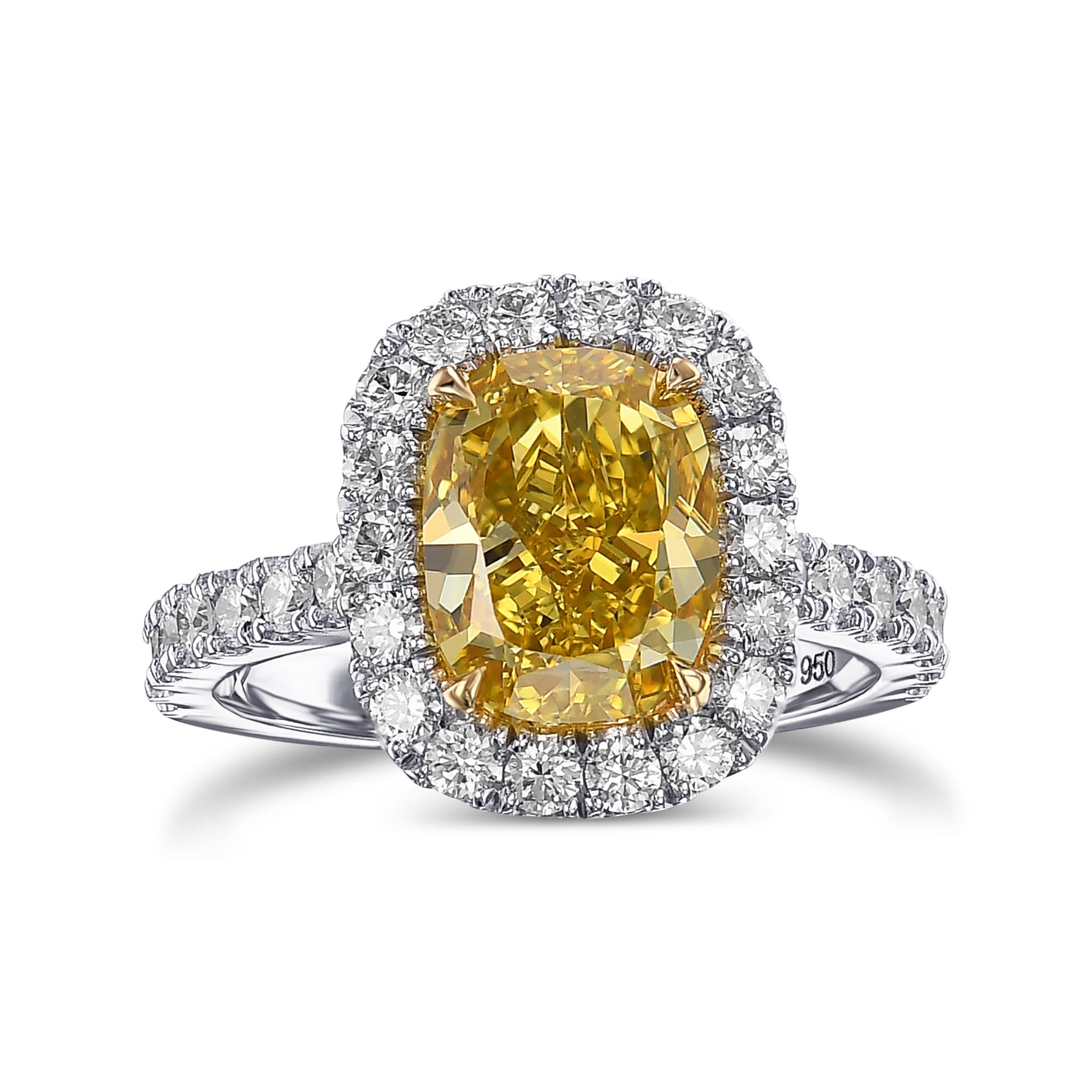 Fancy Deep Yellow Cushion Halo Diamond Ring