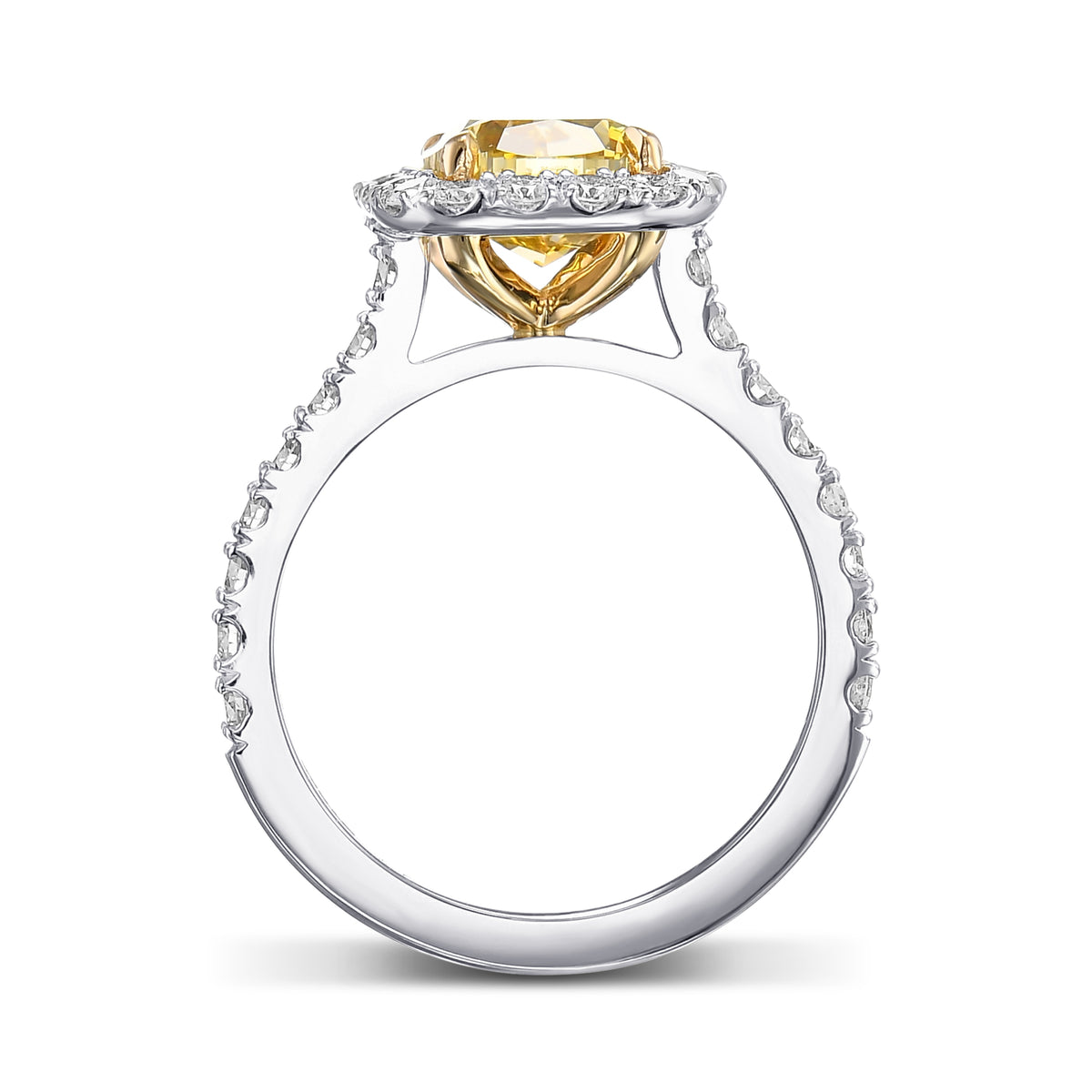 Fancy Deep Yellow Cushion Halo Diamond Ring