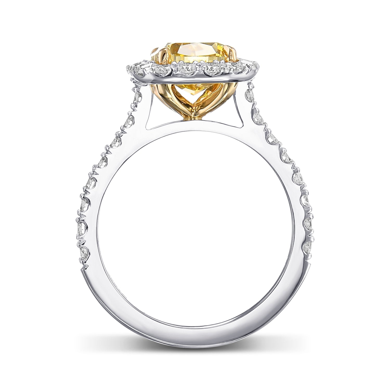Fancy Deep Yellow Cushion Halo Diamond Ring