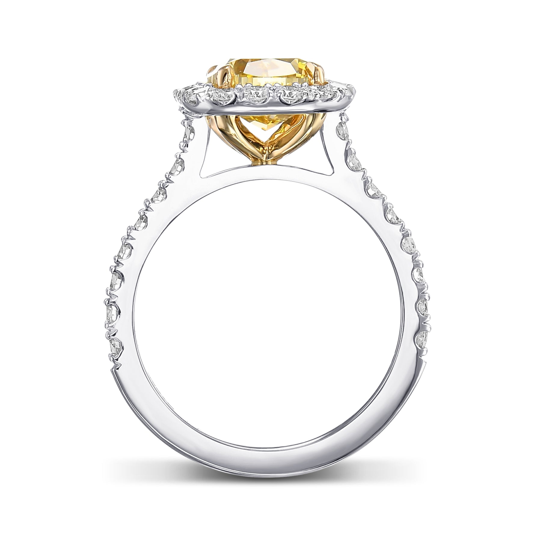 Fancy Deep Yellow Cushion Halo Diamond Ring