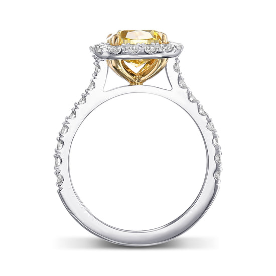 Fancy Deep Yellow Cushion Halo Diamond Ring