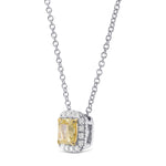 Fancy Yellow Cushion Diamond Halo Pendant