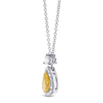 Fancy Vivid Yellow Pear Halo Diamond Pendant