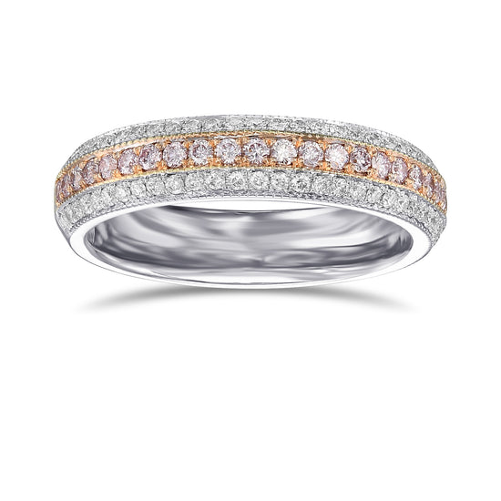  Fancy Light Pink and Colorless Pave Diamond Wedding Band