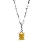 Fancy Intense Yellow Cushion Drop Diamond Pendant