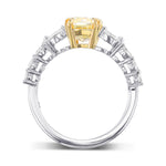 Fancy Light Yellow Cushion Side-stone Ring