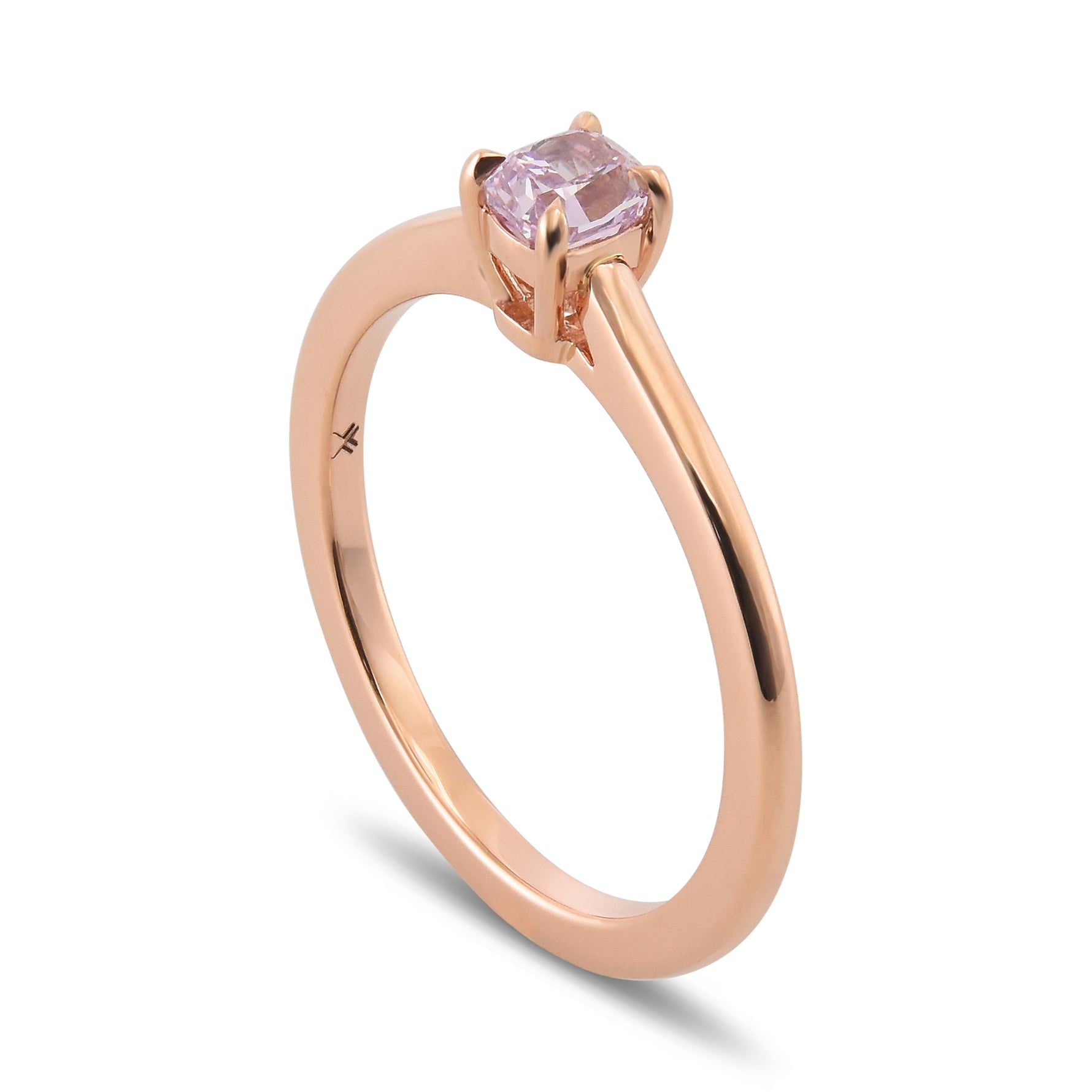 Fancy Intense Pinkish Purple Cushion Solitaire Diamond Ring