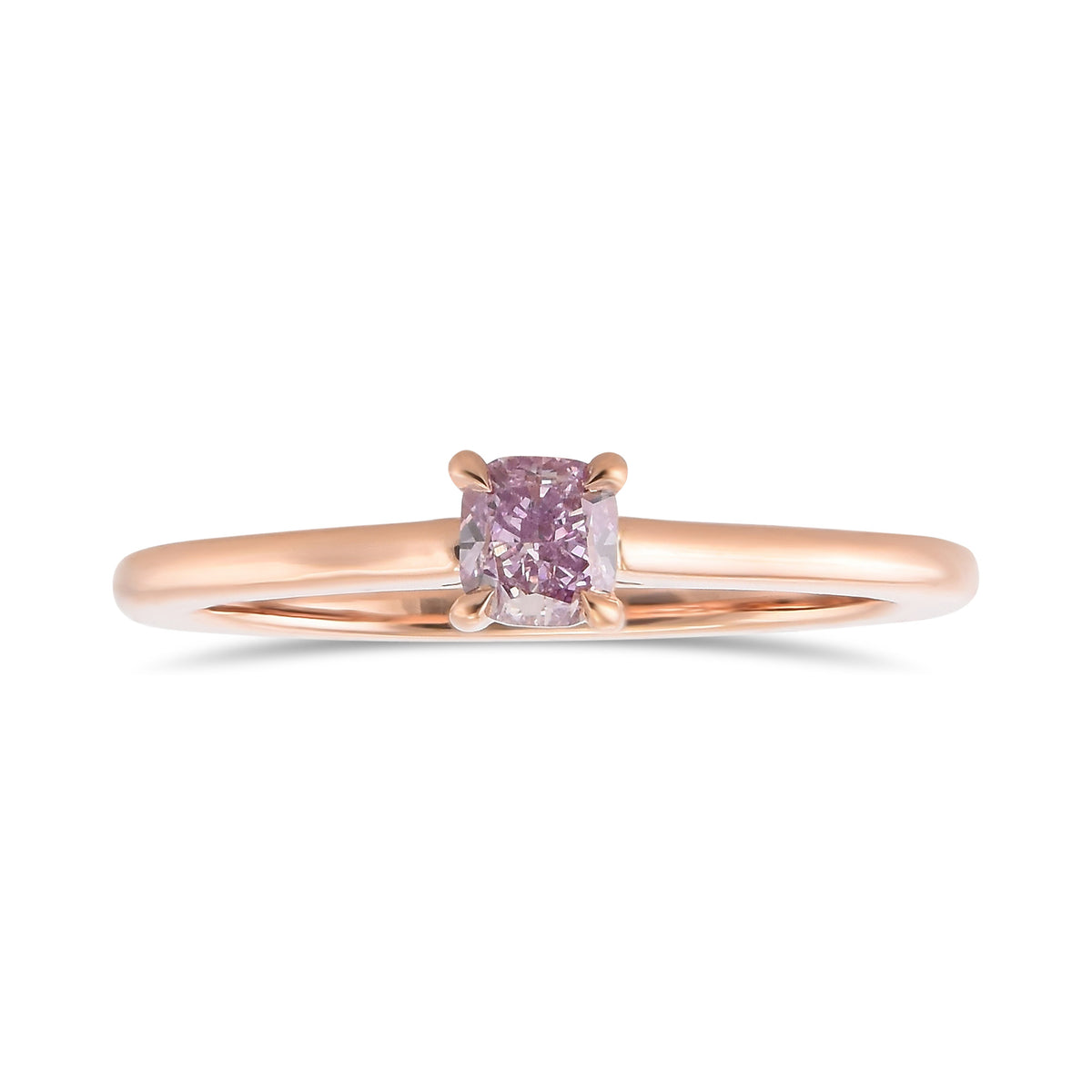 Fancy Intense Pinkish Purple Cushion Solitaire Diamond Ring