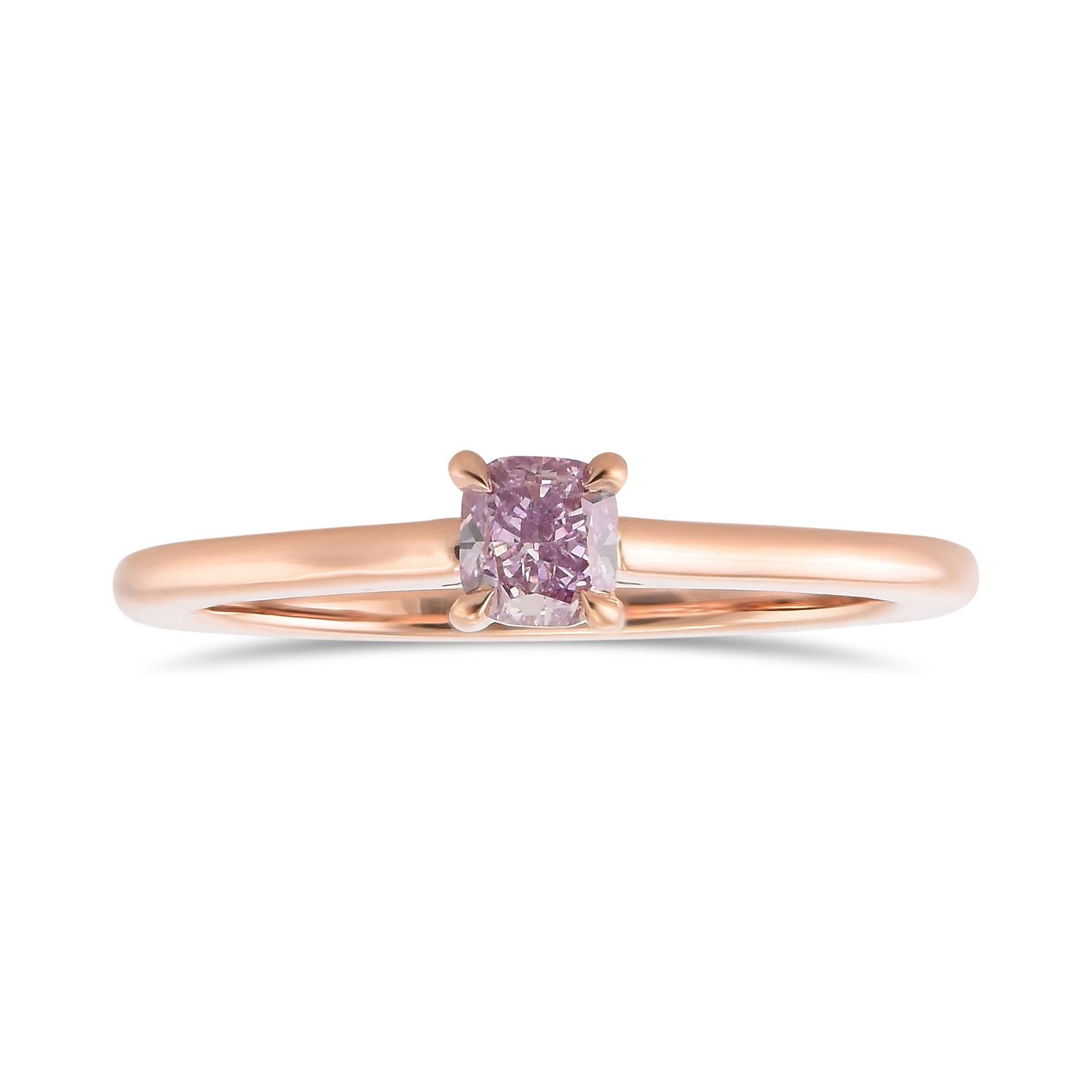 Fancy Intense Pinkish Purple Cushion Solitaire Diamond Ring