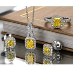 Fancy Intense Yellow Cushion Halo Diamond Pendant