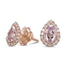 Fancy Purple Pink Pear Halo Diamond Earrings