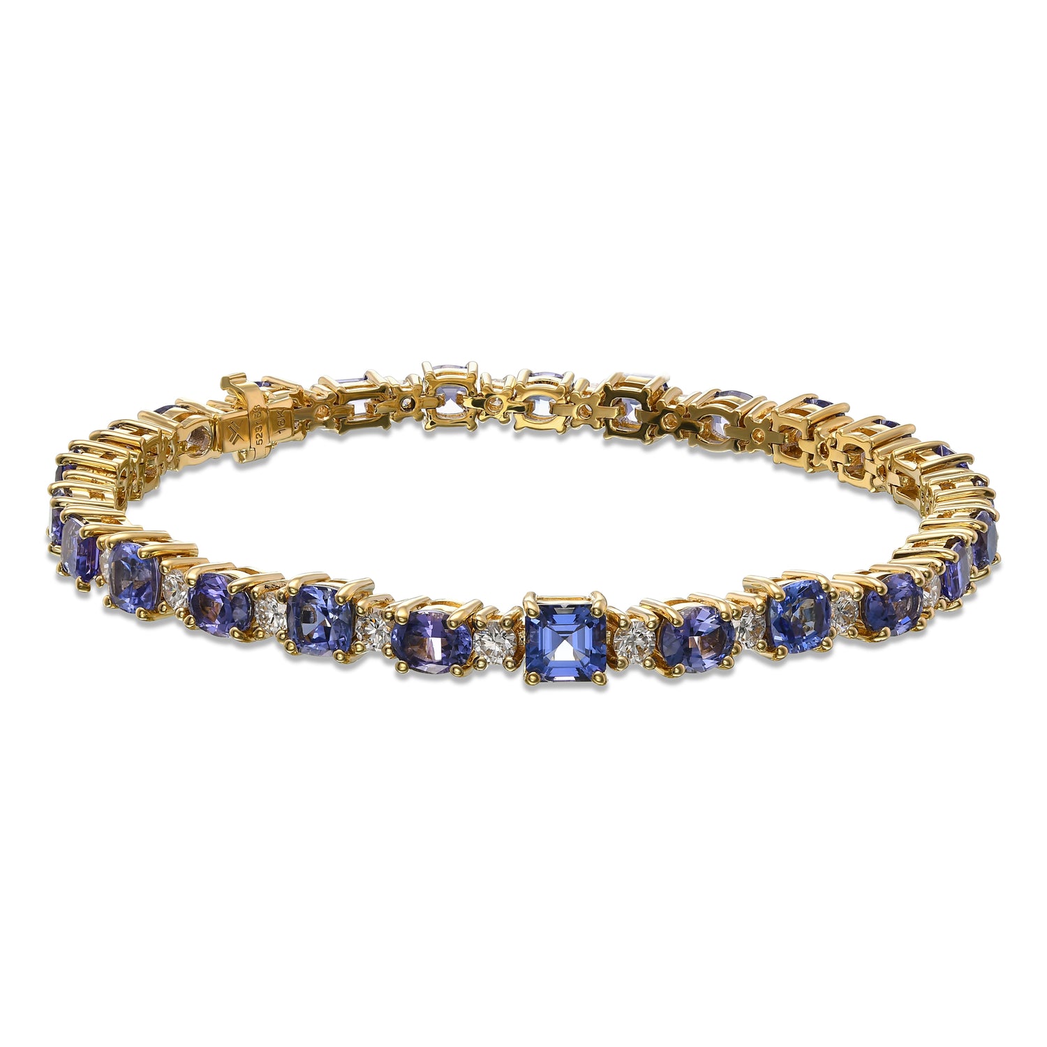 Mixed Shape Tanzanite & Diamond Tennis Bracelet 
