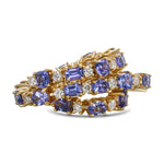 Mixed Shape Tanzanite & Diamond Tennis Bracelet 