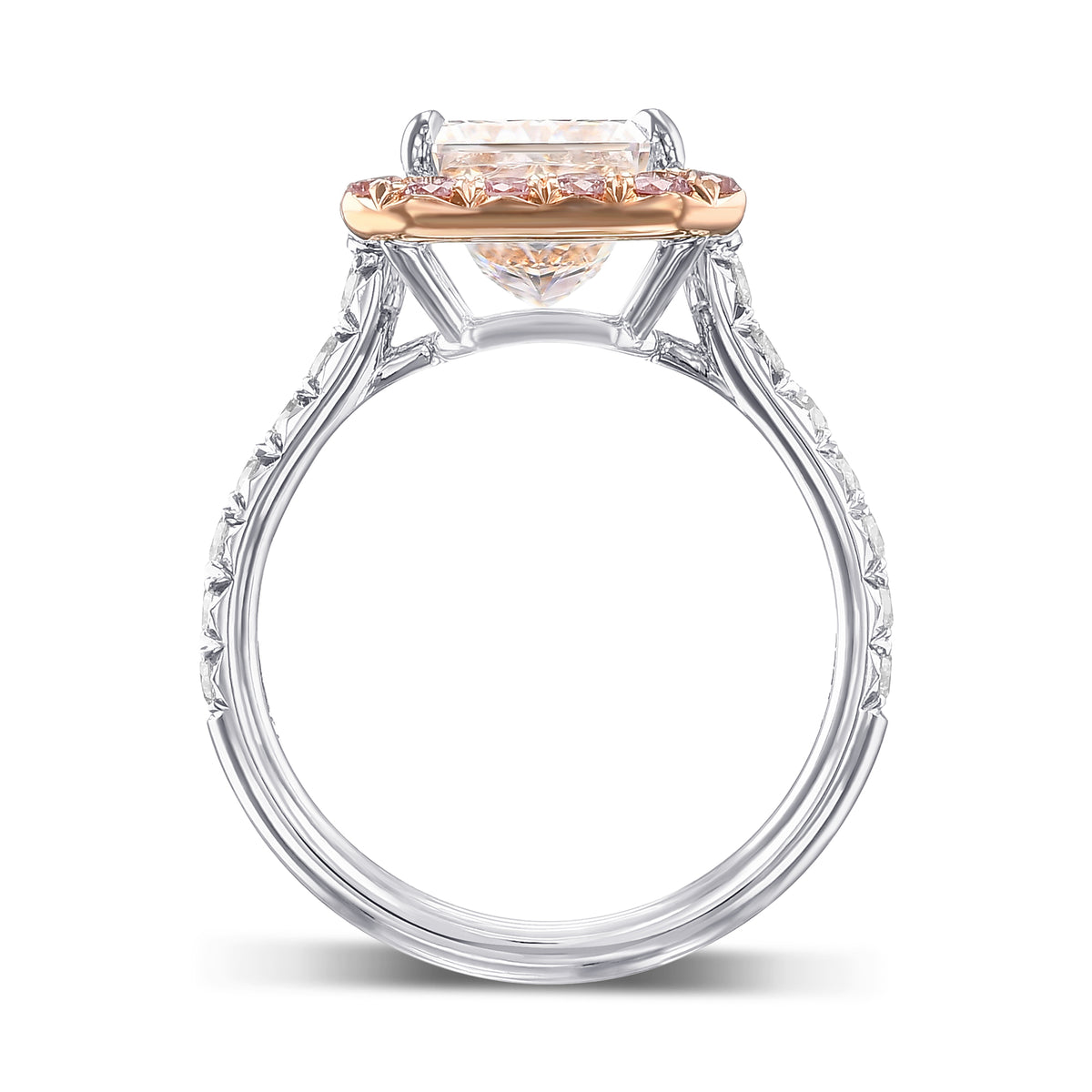 Radiant & Pink Halo Diamond Ring