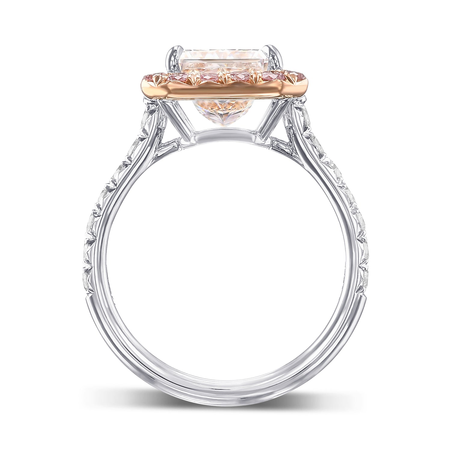 Radiant & Pink Halo Diamond Ring