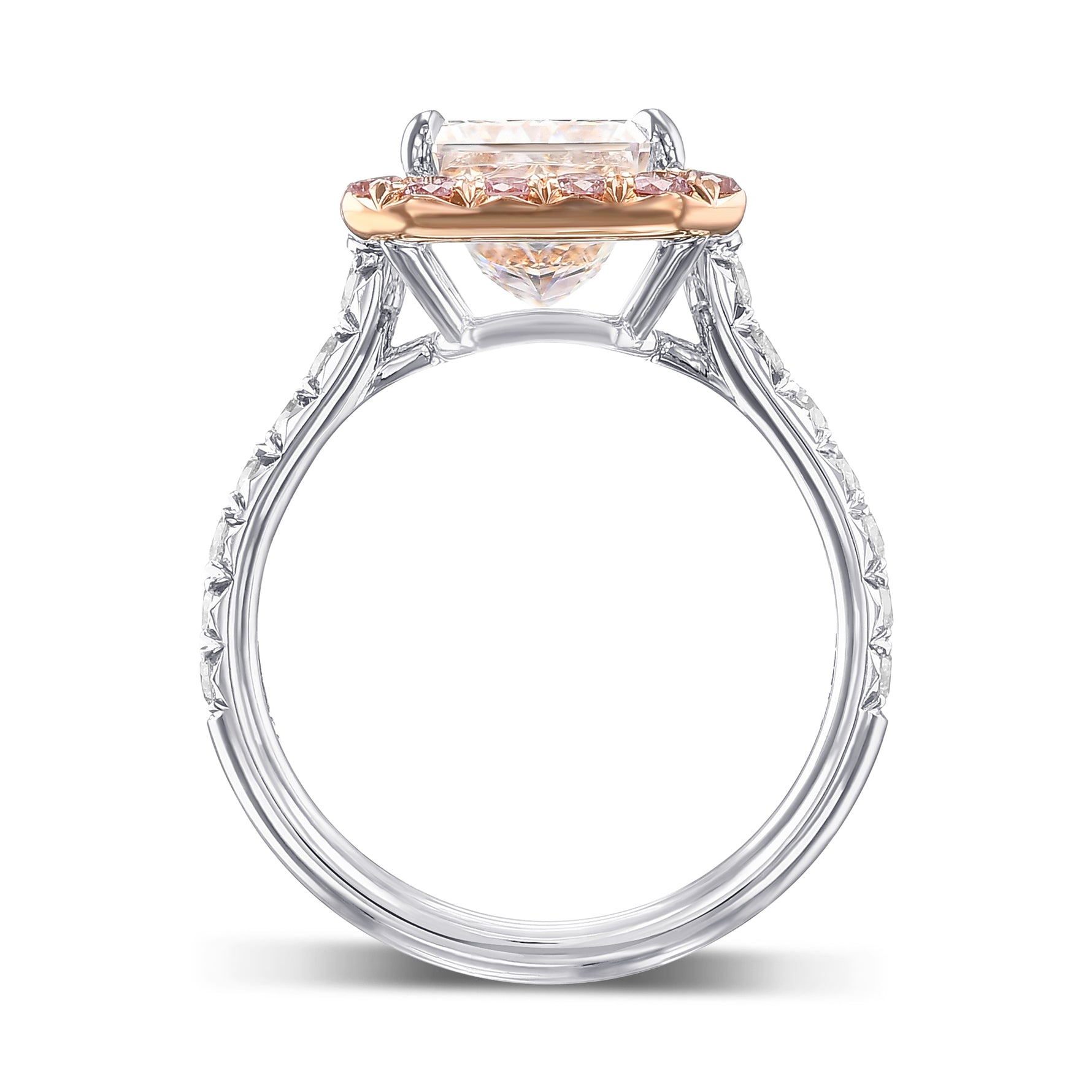 Radiant & Pink Halo Diamond Ring
