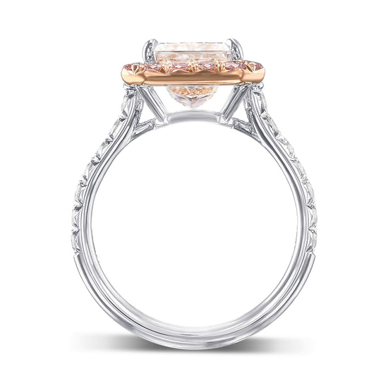 Radiant & Pink Halo Diamond Ring