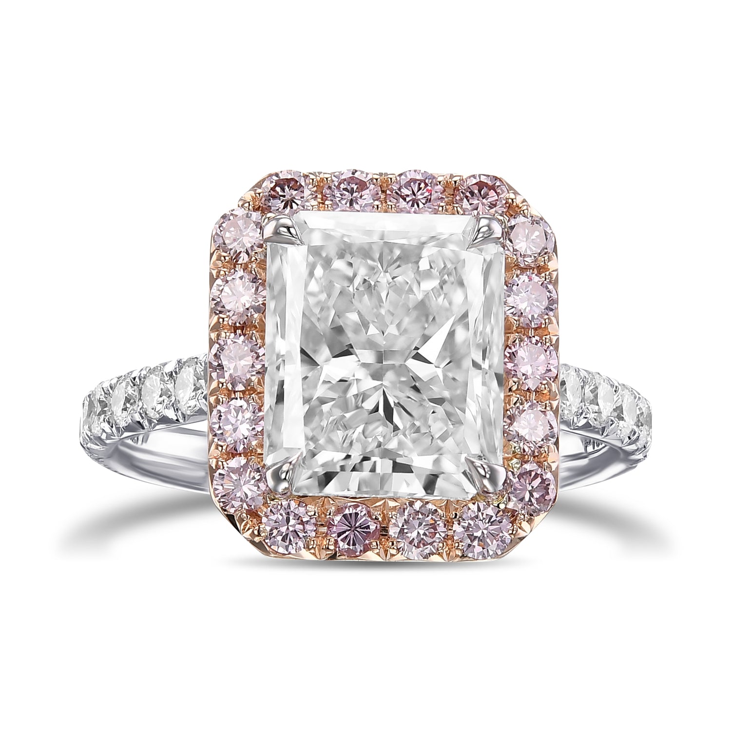 Radiant & Pink Halo Diamond Ring