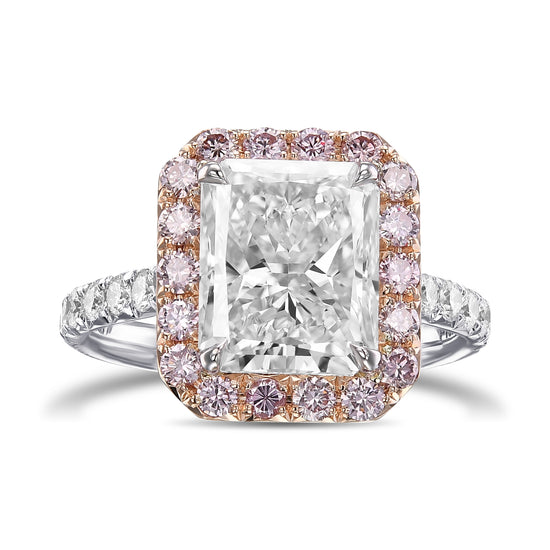Radiant & Pink Halo Diamond Ring