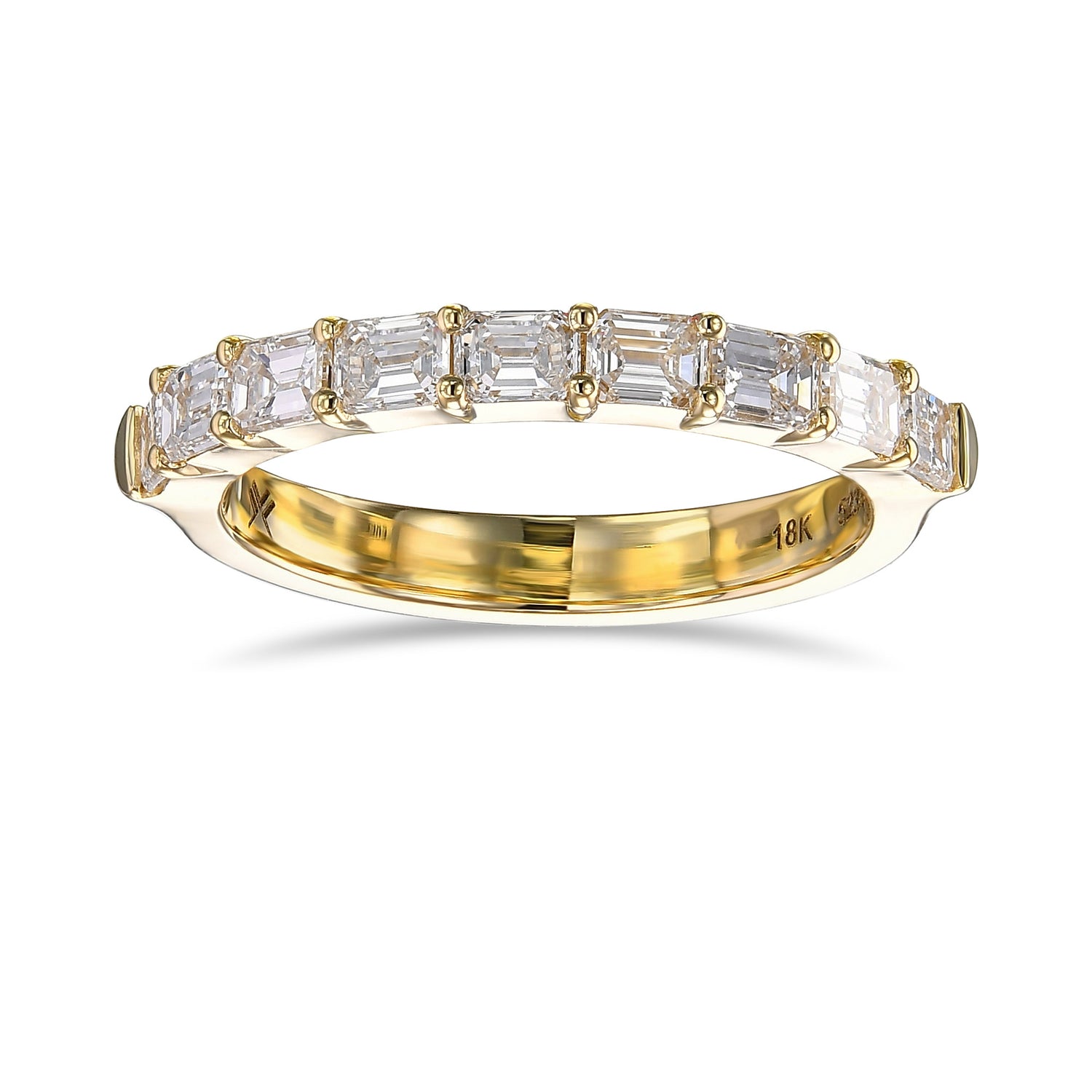Two Emerald-Cut Diamond Half-Eternity Band Rings