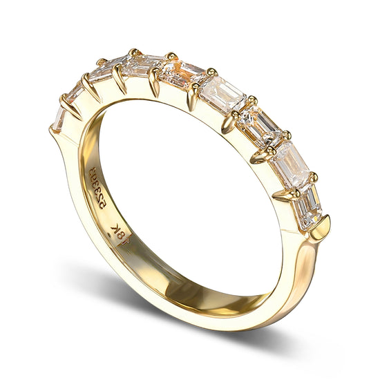 Two Emerald-Cut Diamond Half-Eternity Band Rings