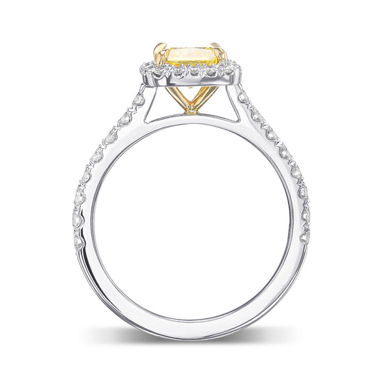 Fancy Intense Yellow Radiant Halo Diamond Ring