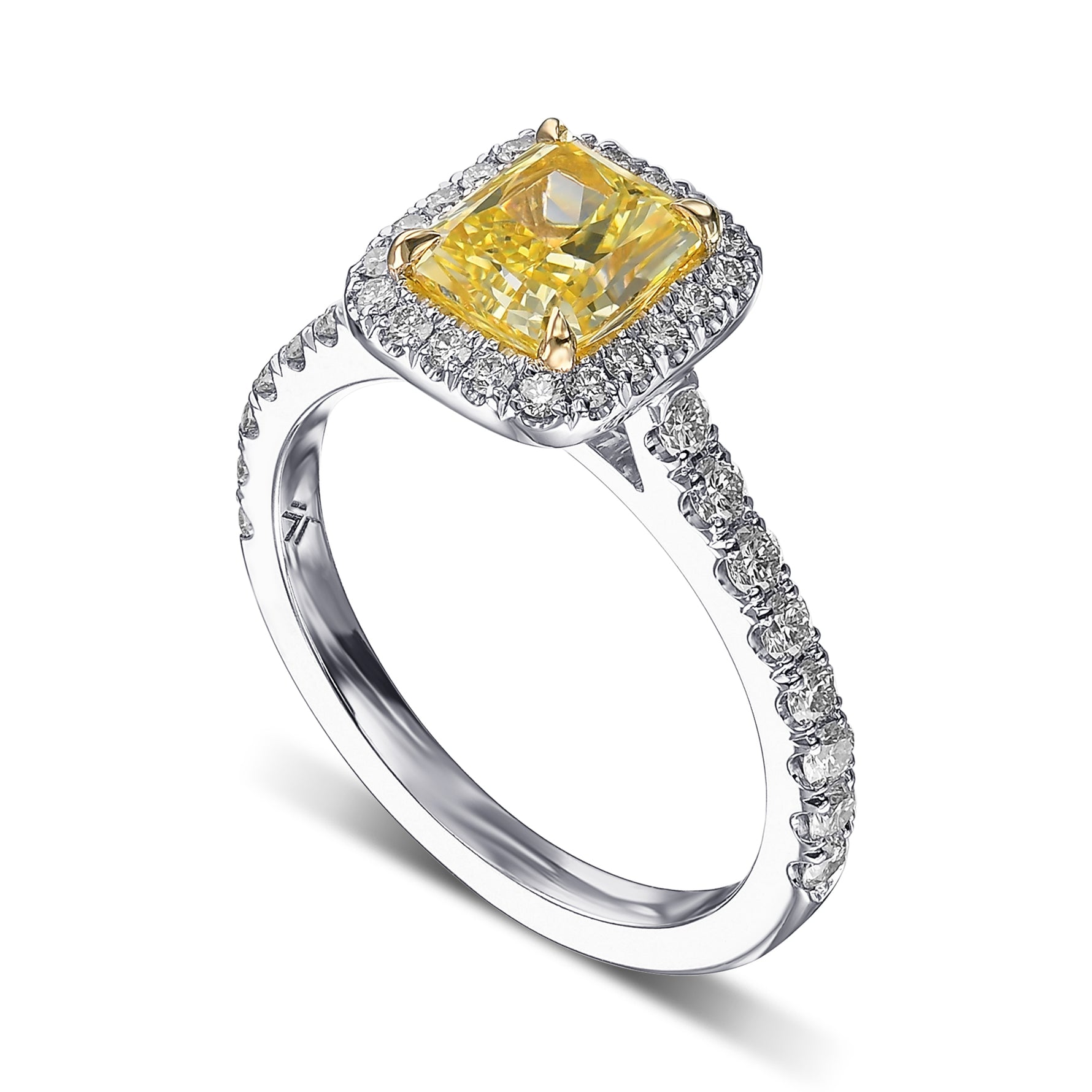 Fancy Intense Yellow Radiant Halo Diamond Ring
