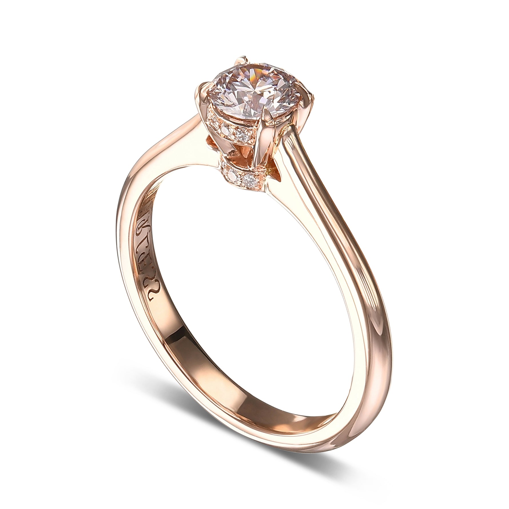 Very Light Pink Round Solitaire Diamond Ring